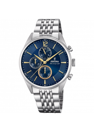 Reloj de hombre festina timeless chronograph f20285/3 con esfera azul