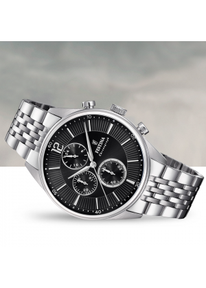 Reloj de hombre festina timeless chronograph f20285/4 con esfera negra