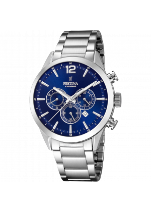 Reloj de hombre festina timeless chronograph f20343/7 con esfera azul