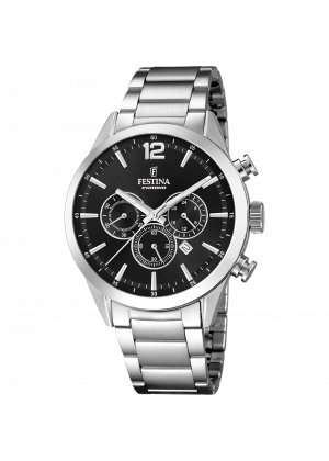 Reloj de hombre festina timeless chronograph f20343/8 con esfera negra