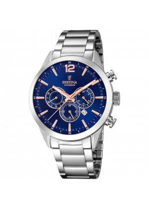 Reloj de hombre festina timeless chronograph f20343/9 con esfera azul