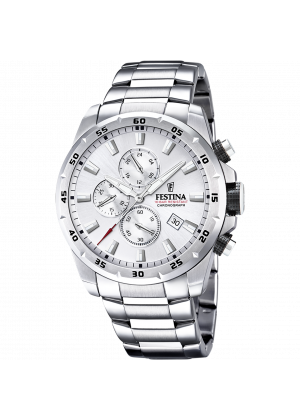 Reloj festina timeless chronograph f20463/1 plateado correa de acero, hombre