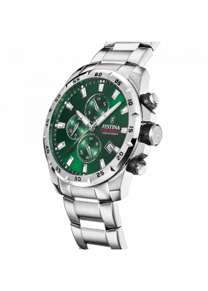Reloj festina timeless chronograph f20463/3 verde correa de acero, hombre