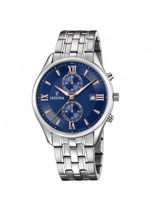 Reloj de hombre festina timeless chronograph f6854/6 con esfera azul