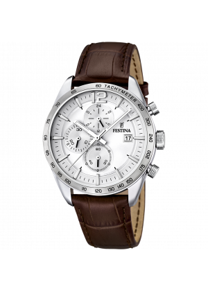 Reloj de hombre festina timeless chronograph f16760/1 con esfera plateada