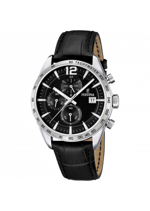 Reloj de hombre festina timeless chronograph f16760/4 con esfera negra