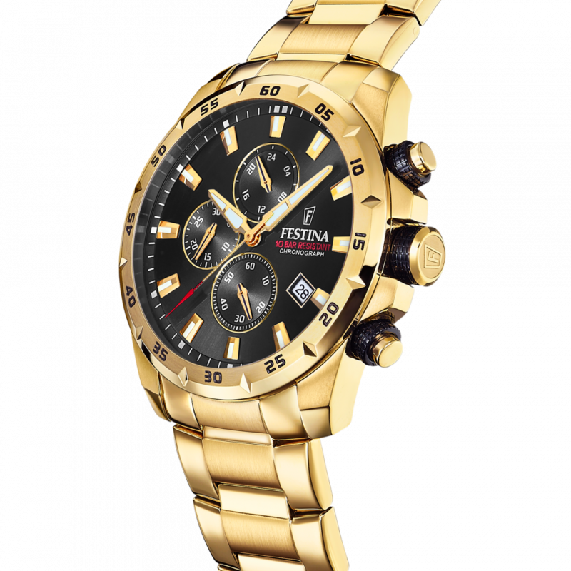 ⚡ Reloj Festina Hombre Chrono Sport dorado con esfera negra, F20541/4.