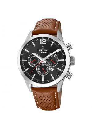 Reloj de hombre festina timeless chronograph f20542/6 con esfera negra