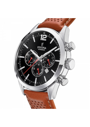 Reloj de hombre festina timeless chronograph f20542/6 con esfera negra