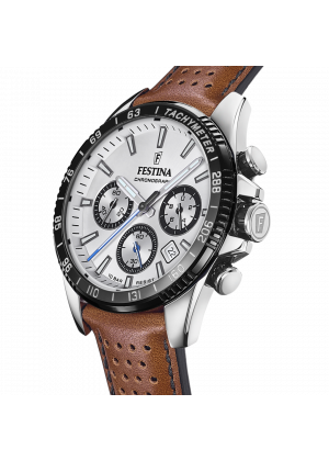 Reloj de hombre festina timeless chronograph f20561/1 con esfera plateada