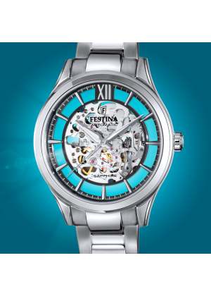 Reloj de hombre festina automatic skeleton f20630/4 con esfera negra