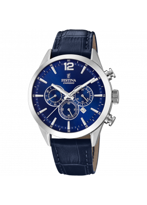 Reloj de hombre festina timeless chronograph f20542/2 con esfera azul