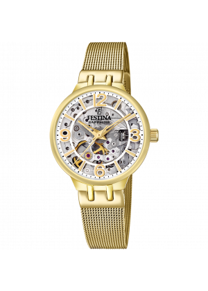 Reloj de mujer festina automatic skeleton f20580/1 con esfera plateada