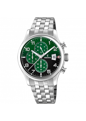 Reloj de hombre festina timeless chronograph f20374/7 con esfera verde