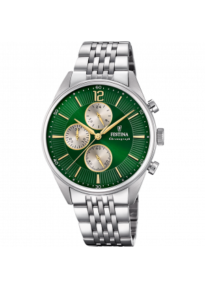 Reloj de hombre festina timeless chronograph f20285/9 con esfera verde