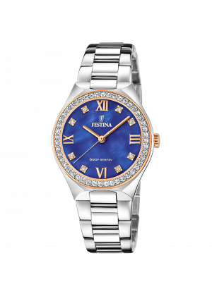 Festina solar energy f20658/2 azul acero inoxidable 316l, mujer