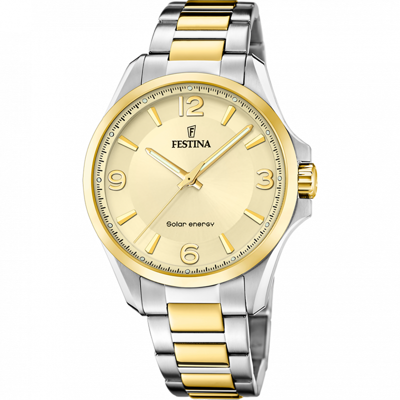 Festina solar energy f20660/3 plateado cuero, hombre