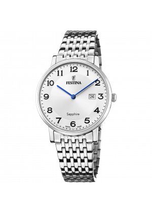 Reloj festina f20018/4 gris plata correa de acero inoxidable 316l, hombre