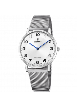 Reloj festina f20014/5 blanco correa de acero inoxidable 316l, hombre