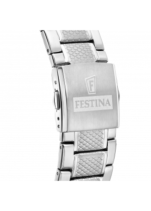 Reloj festina timeless chronograph f20668/4 negro correa de acero inoxidable 316l, hombre