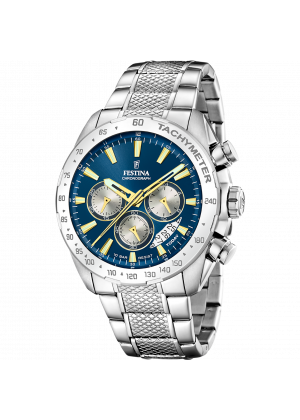 Reloj festina timeless chronograph f20668/5 azul correa de acero inoxidable 316l, hombre