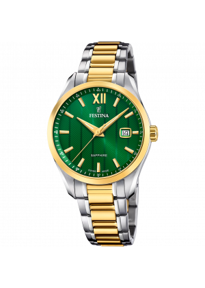 Reloj festina swiss swiss made f20027/3 verde correa de acero inoxidable 316l, hombre