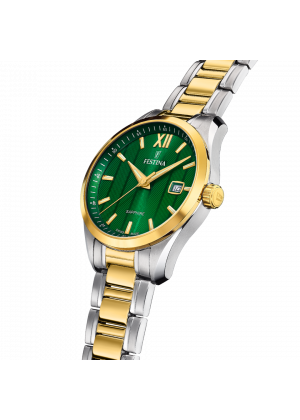 Reloj festina swiss swiss made f20027/3 verde correa de acero inoxidable 316l, hombre