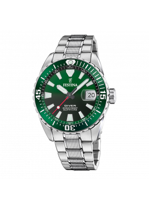 Reloj festina the originals f20669/2 verde correa de acero inoxidable 316l, hombre