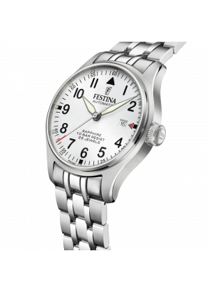 Reloj festina swiss made automatic f20151/a plateado correa de acero inoxidable 316l, hombre