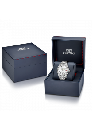 Reloj festina swiss made automatic f20151/a plateado correa de acero inoxidable 316l, hombre