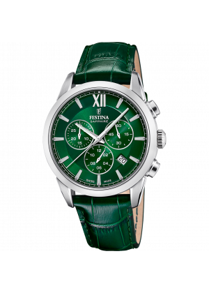 Reloj festina swiss made chrono swiss made f20041/3 verde correa de cuero, hombre