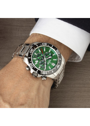 Reloj festina swiss made chrono swiss made f20042/3 verde correa de acero inoxidable 316l, hombre