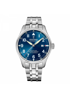 Reloj festina swiss made automatic f20151/c azul correa de acero inoxidable 316l, hombre