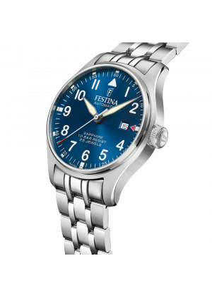 Reloj festina swiss made automatic f20151/c azul correa de acero inoxidable 316l, hombre