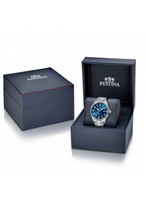 Reloj festina swiss made automatic f20151/c azul correa de acero inoxidable 316l, hombre