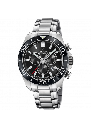 Reloj festina swiss made chrono swiss made f20042/4 negro correa de acero inoxidable 316l, hombre