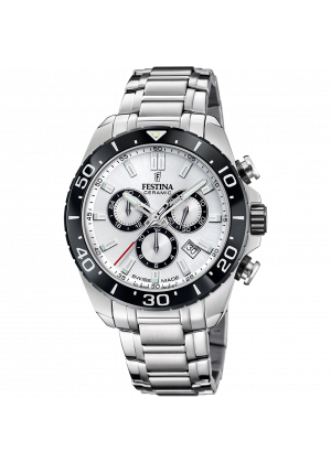 Reloj festina swiss made chrono swiss made f20042/1 blanco correa de acero inoxidable 316l, hombre