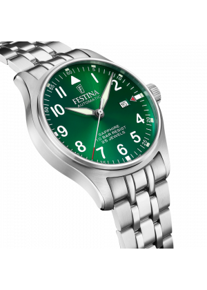 Reloj festina swiss made automatic f20151/b verde correa de acero inoxidable 316l, hombre