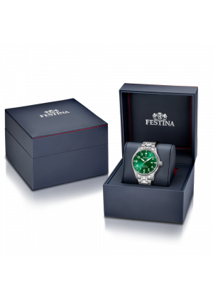 Reloj festina swiss made automatic f20151/b verde correa de acero inoxidable 316l, hombre