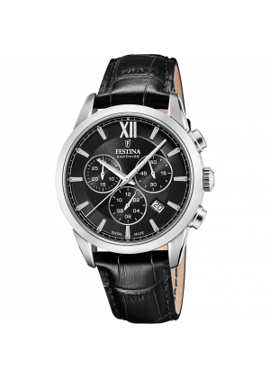 Reloj festina swiss made chrono swiss made f20041/4 negro correa de cuero, hombre