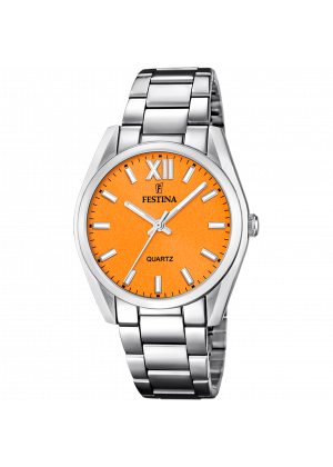 Reloj festina boyfriend f20622/k naranja correa de acero inoxidable 316l, mujer