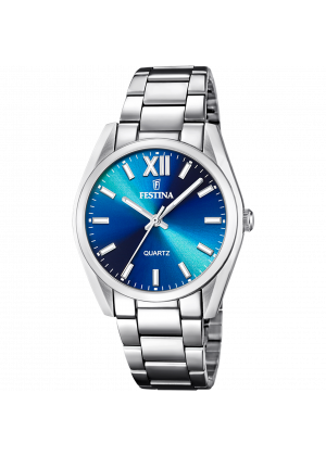 Reloj festina f20622/i azul correa de acero inoxidable 316l, mujer