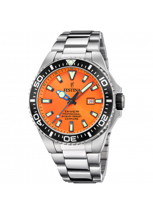 Reloj festina f20663/4 naranja correa de acero inoxidable 316l, hombre